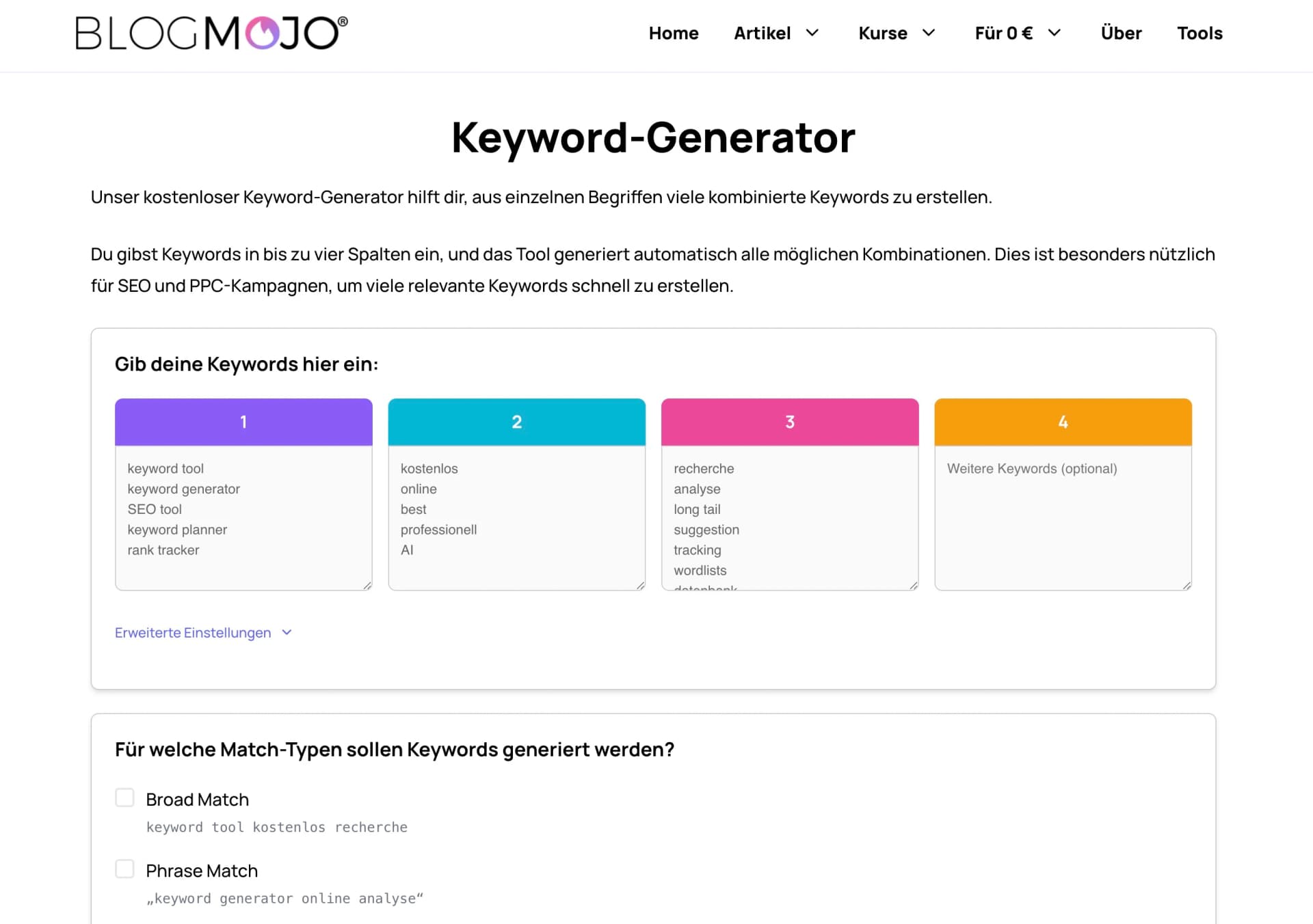 Keyword-Generator von Blogmojo