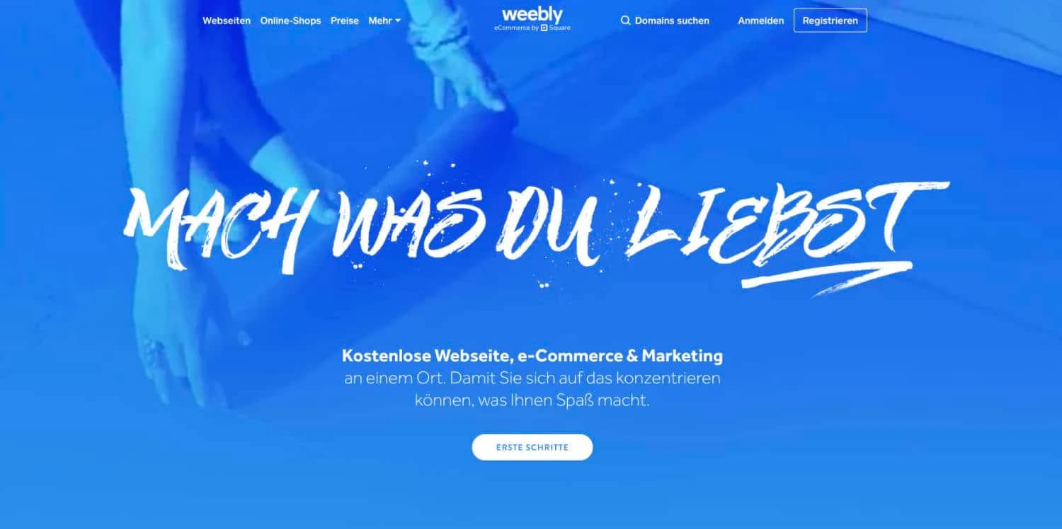 Startseite des Website-Baukastens Weebly