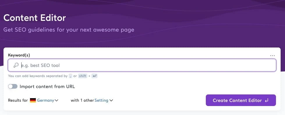 Benutzeroberfläche des Surfer SEO Content Editors