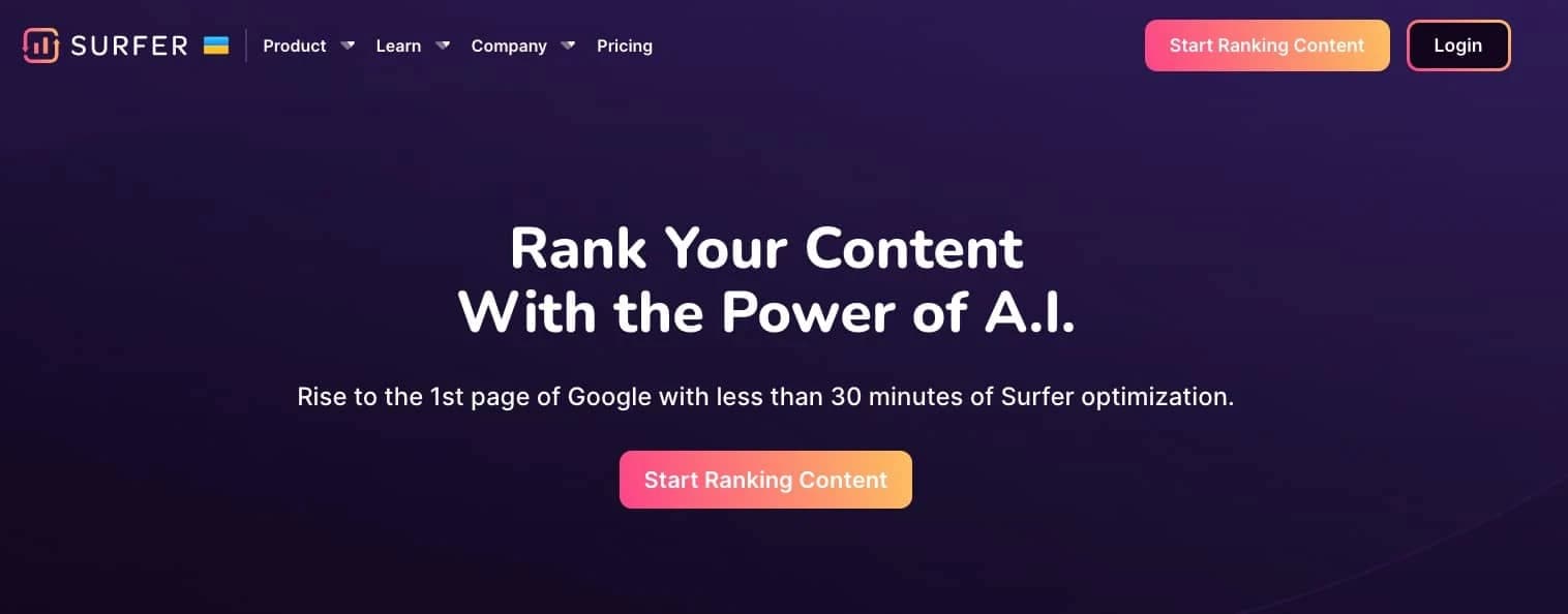 Surfer SEO Content Editor Benutzeroberfläche