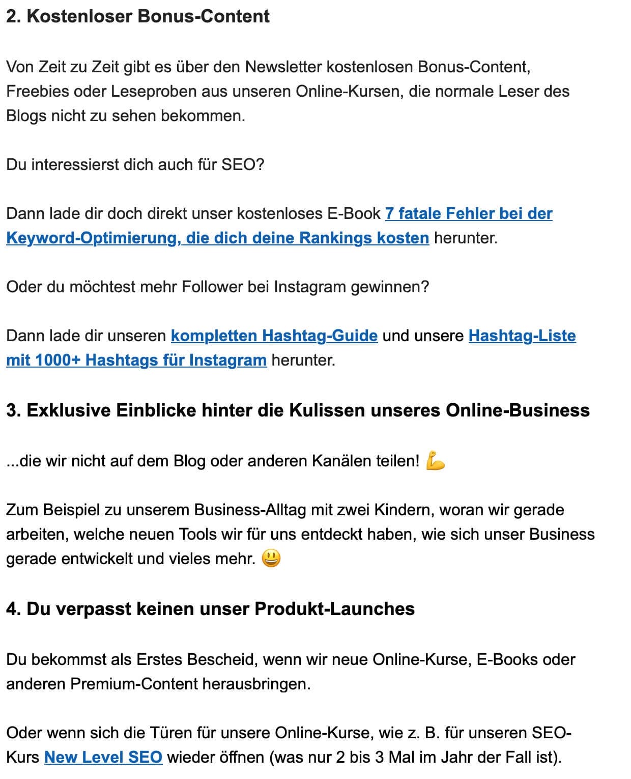 Newsletter wertvoller Inhalt