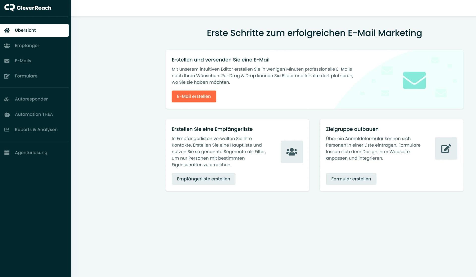 Dashboard von CleverReach