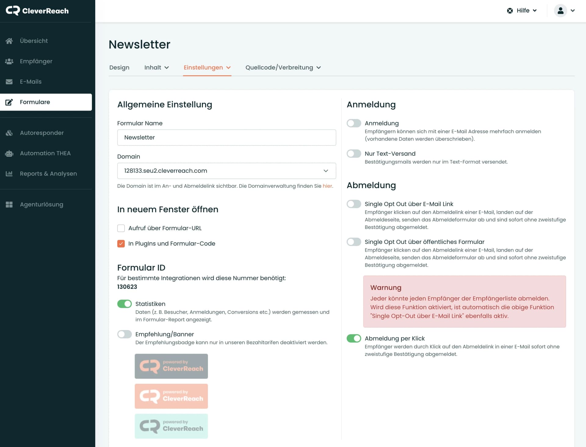Opt-in-Formulare in CleverReach erstellen und anpassen