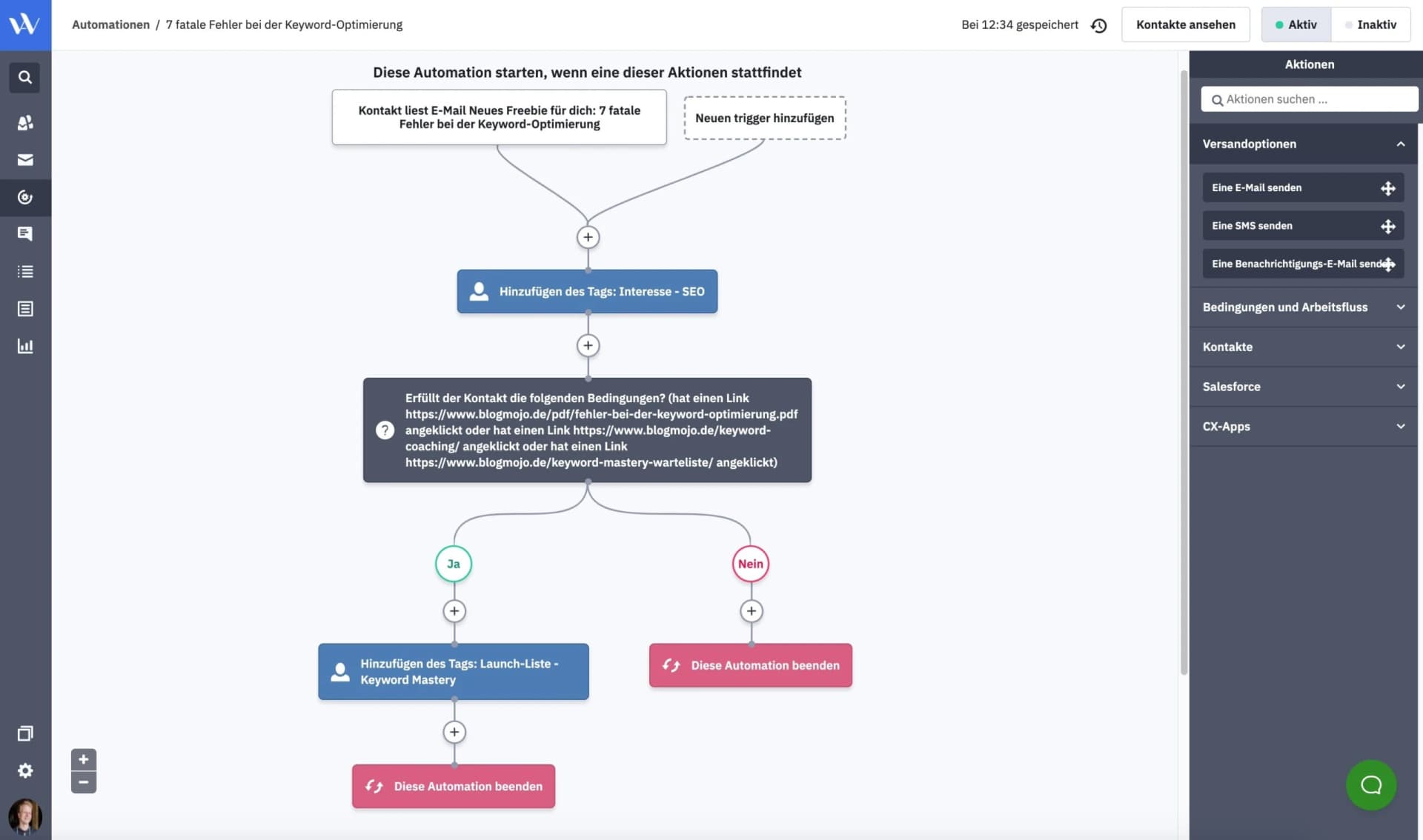 Visueller Automation-Builder von ActiveCampaign