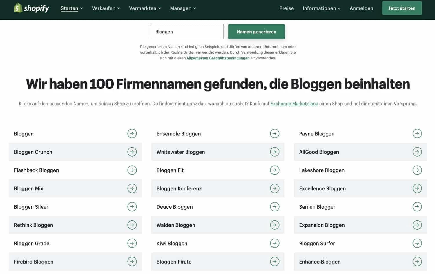 Shopify Namen finden