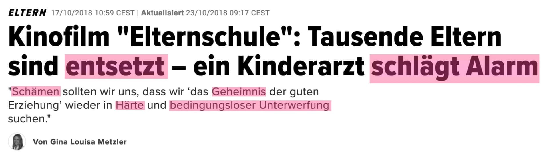 Power-Wörter in einem Artikel der Huffington Post