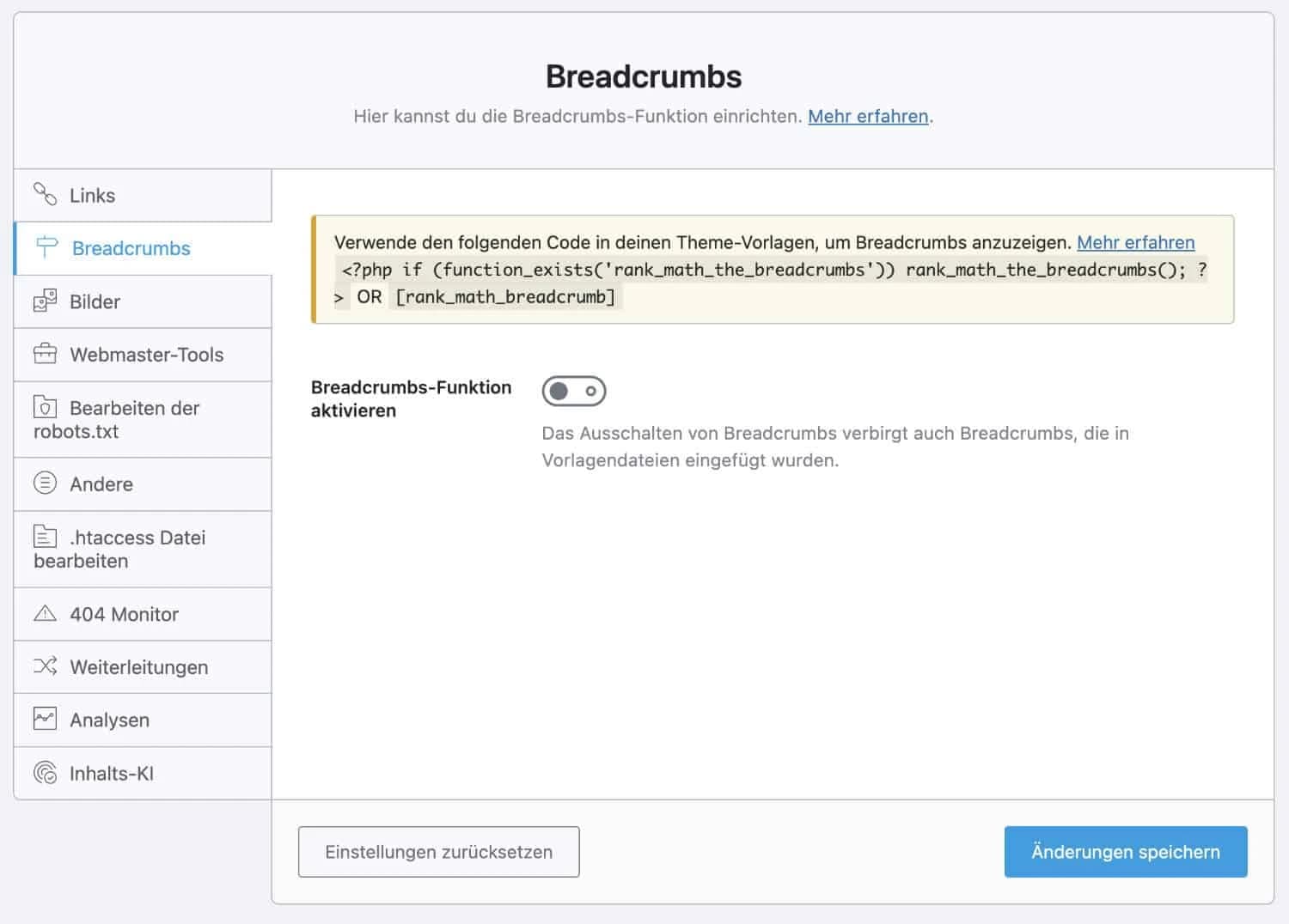 Rank Math Breadcrumbs