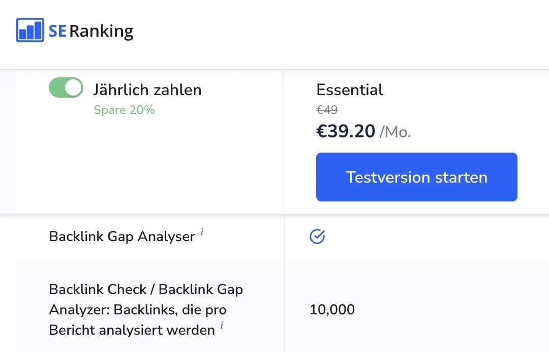 Backlink-Gap-Analyse in SE Ranking mit Vergleich mehrerer Domains