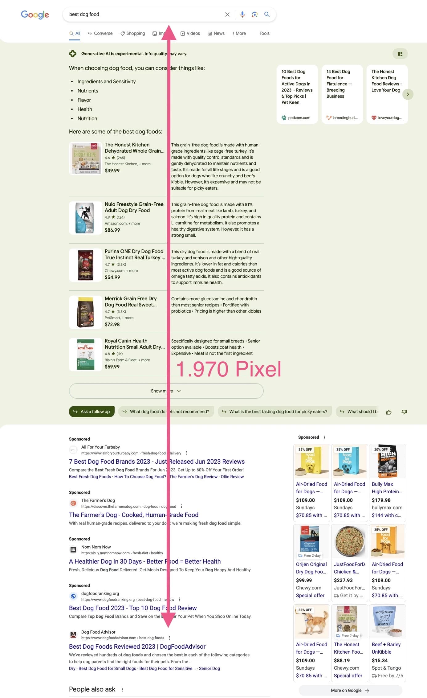 Negativbeispiel für eine Suchanfrage mit SGE