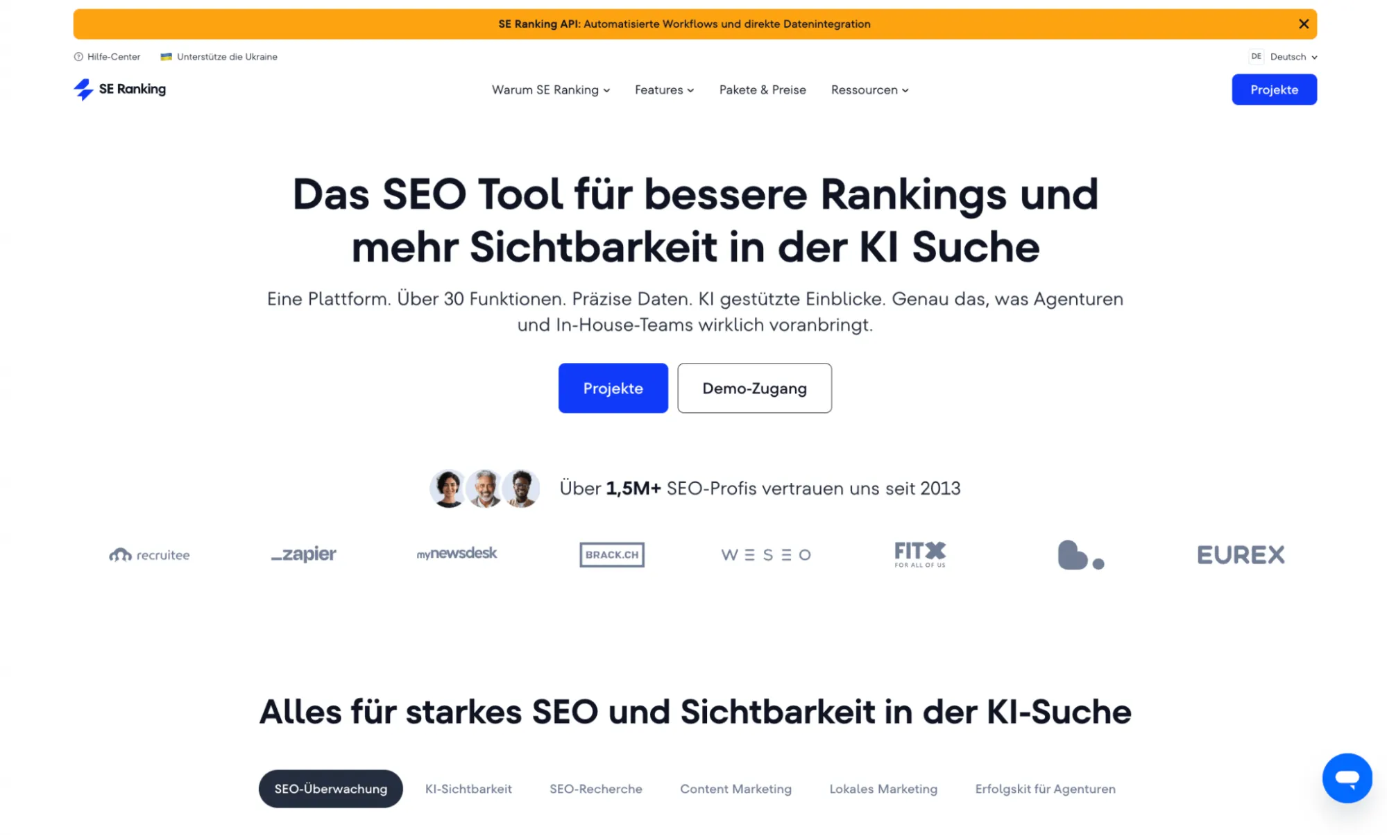 SE Ranking Dashboard als Semrush Alternative