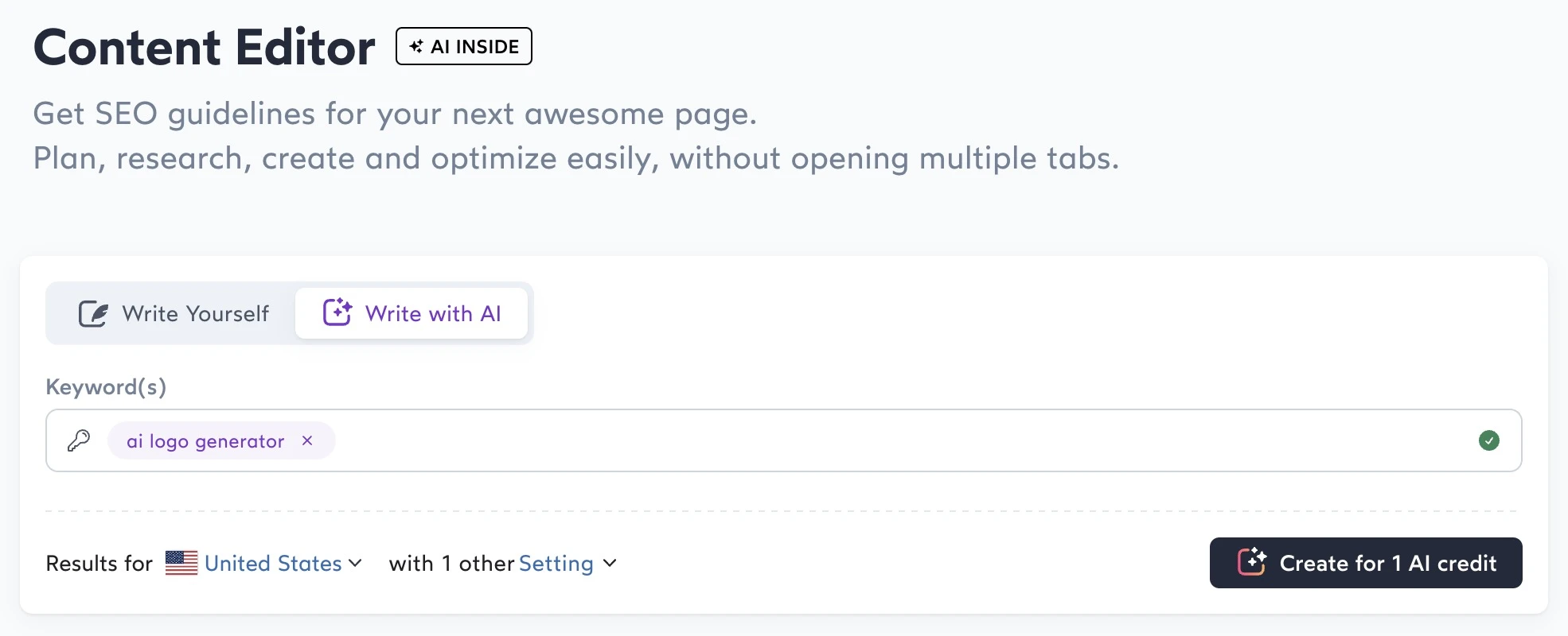 Write with AI in Surfer SEO