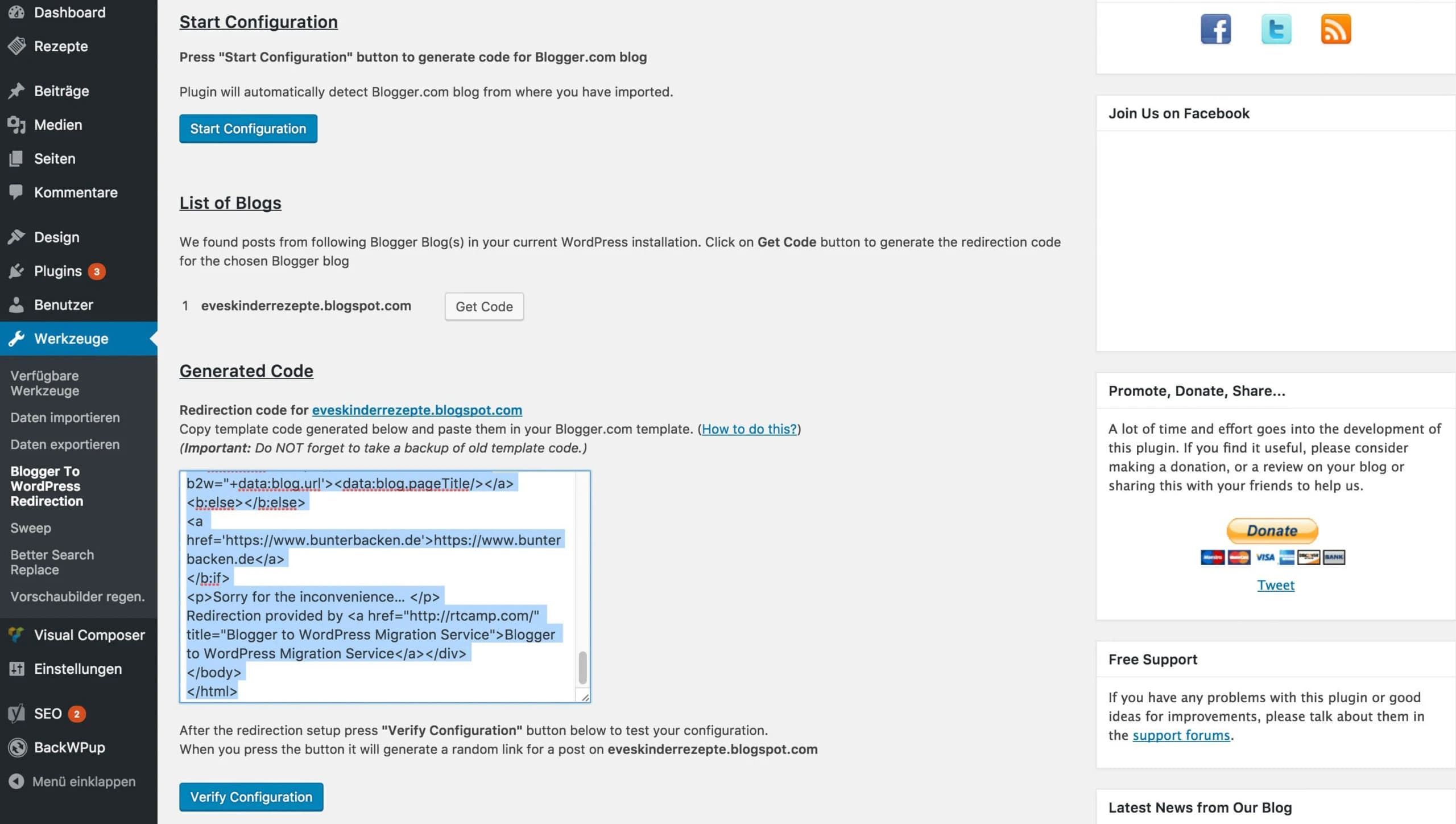 Blogger to WordPress Redirection Code kopieren