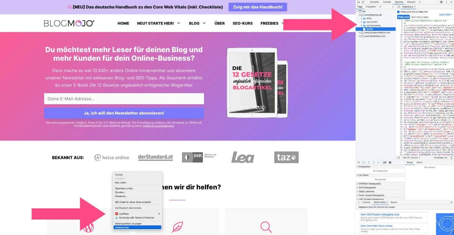 Du erkennst mit Google Chrome sofort, ob eine Website WordPress verwendet