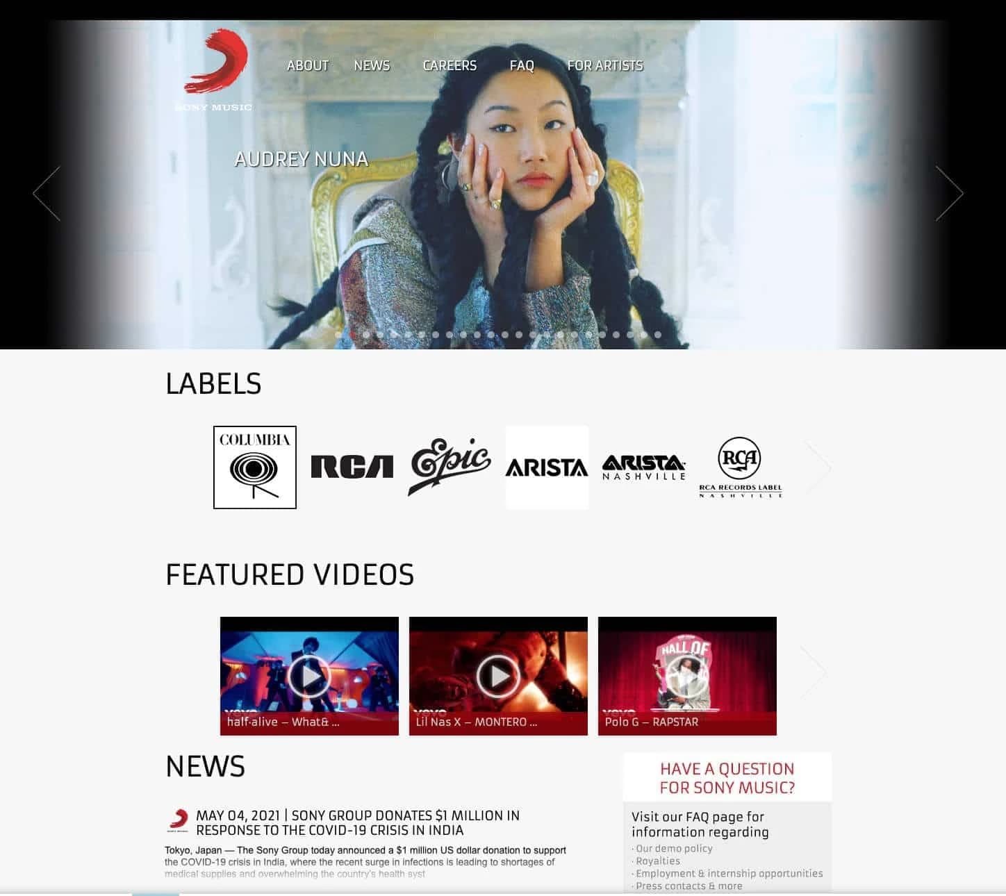 Sony Music verwendet WordPress