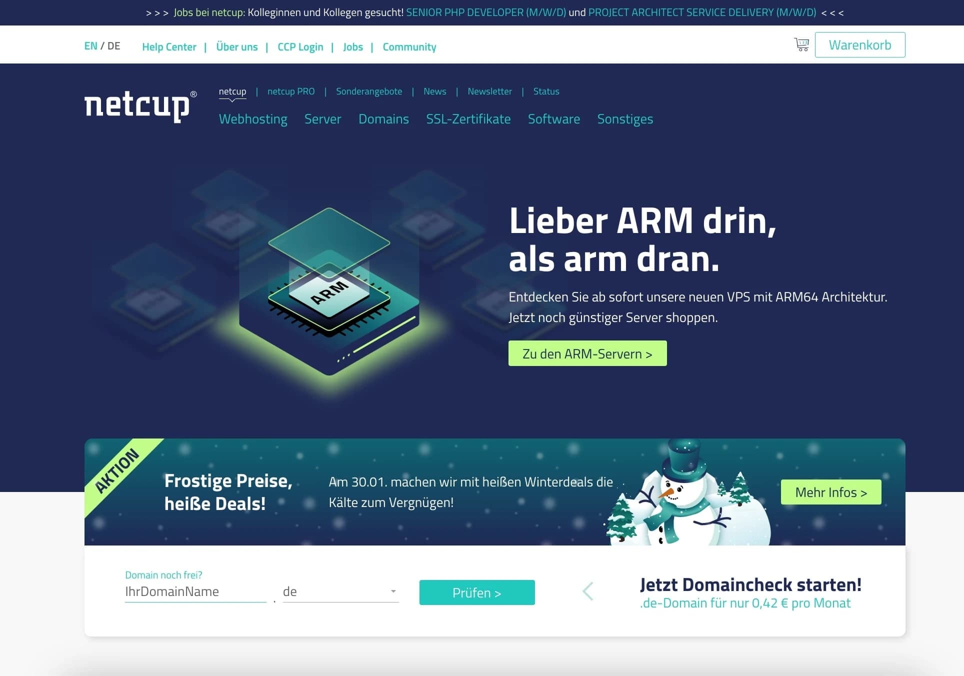 netcup Webhosting Startseite