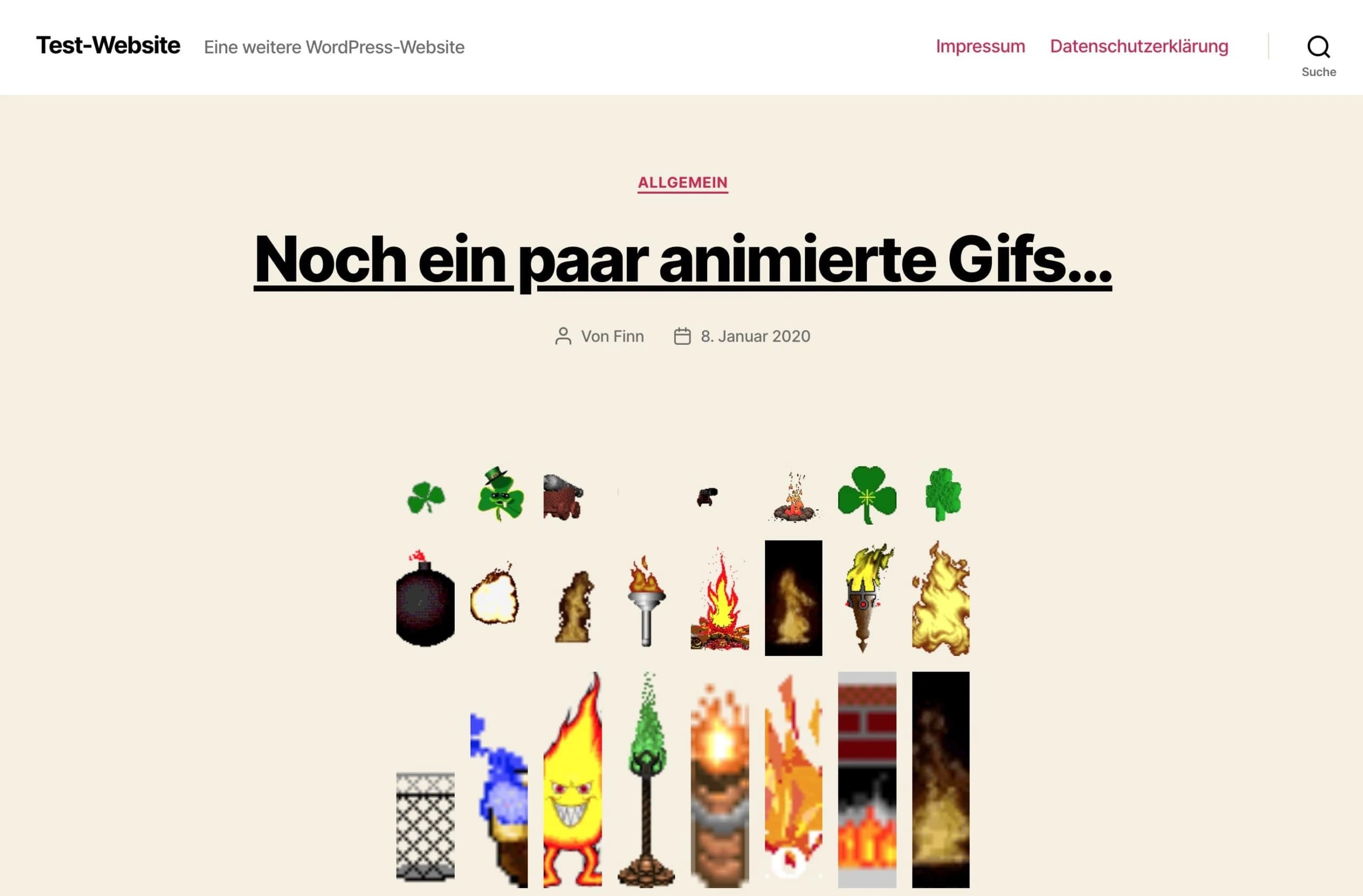 So sieht die Test-Website für den Webhosting-Vergleich aus