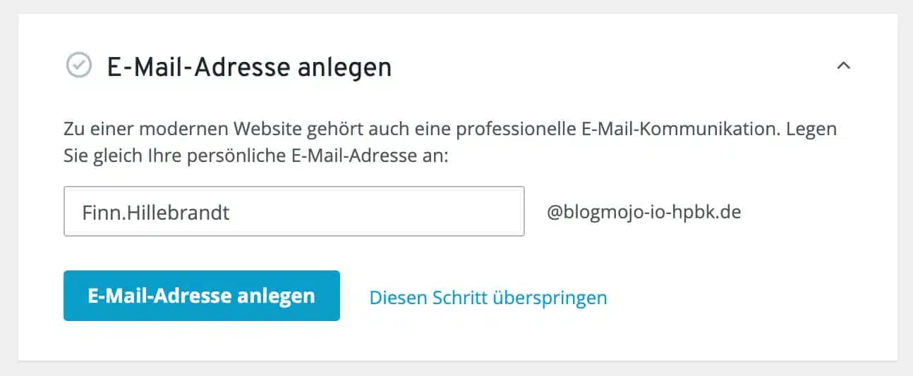 Du kannst beim IONOS Homepage-Baukasten einfach und schnell eine neue E-Mail-Adresse anlegen