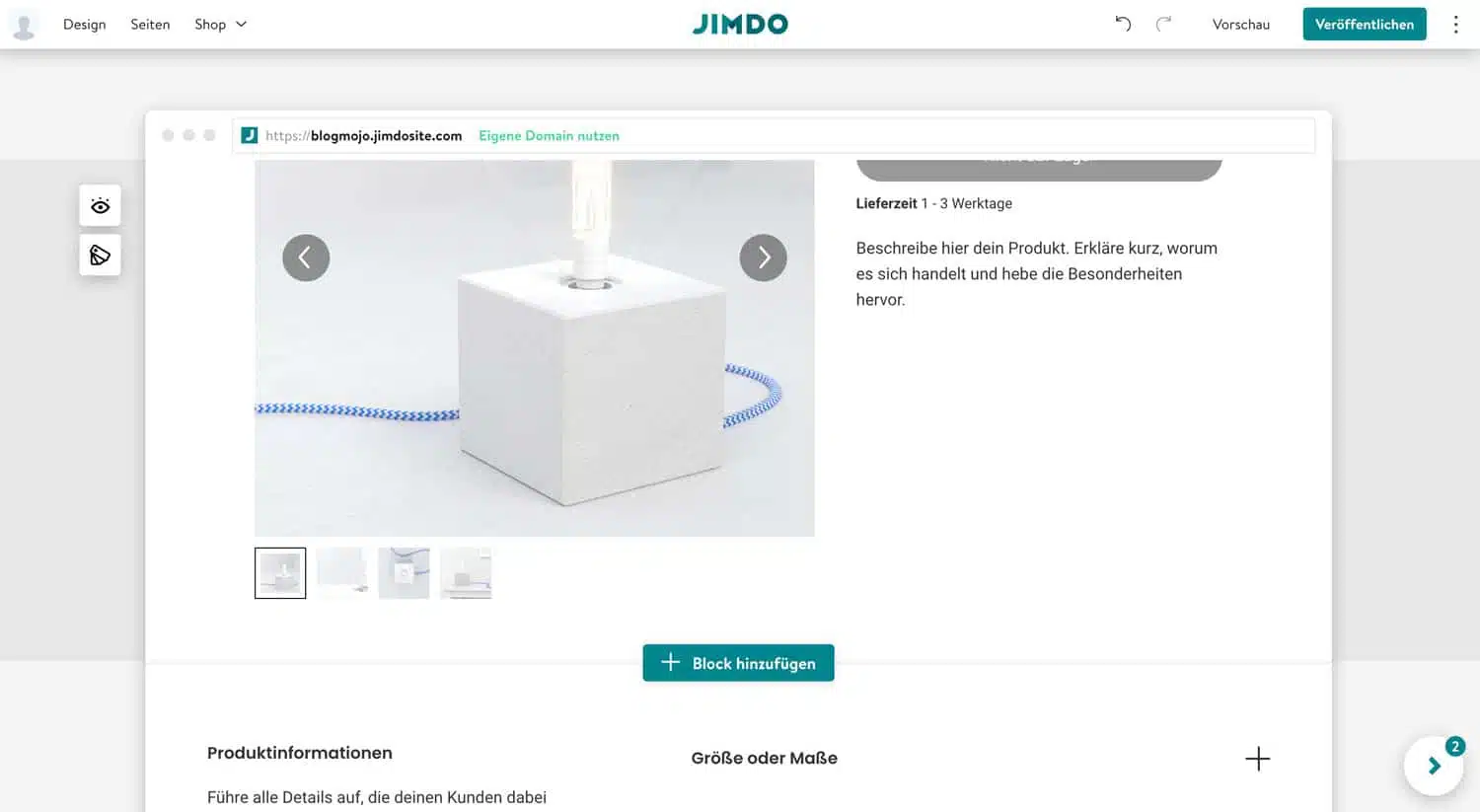 Du kannst bei Jimdo schnell und einfach Produkte für deinen Shop anlegen