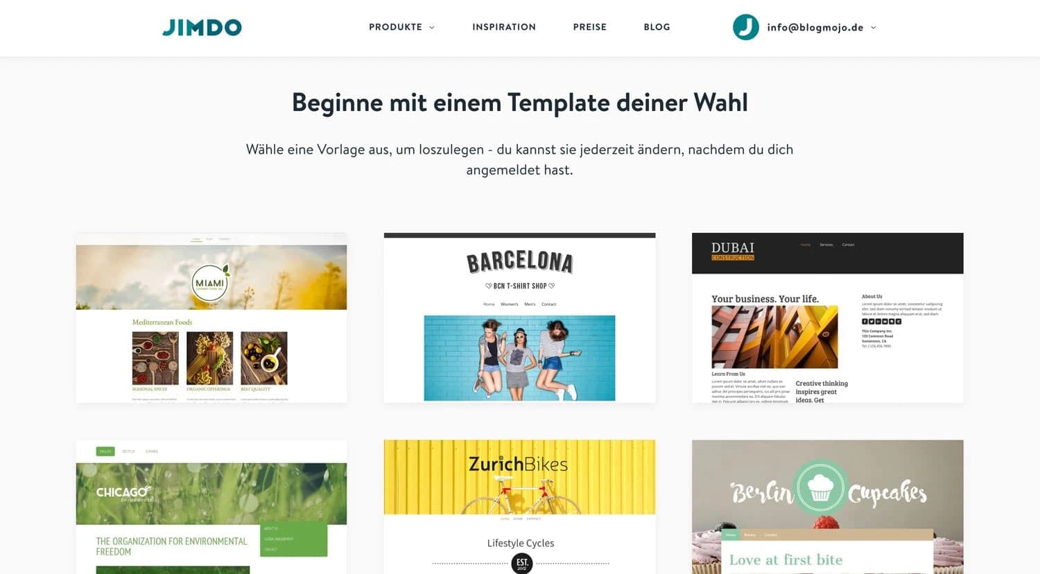 Jimdo bietet dir über 100 sehr hochwertige Templates