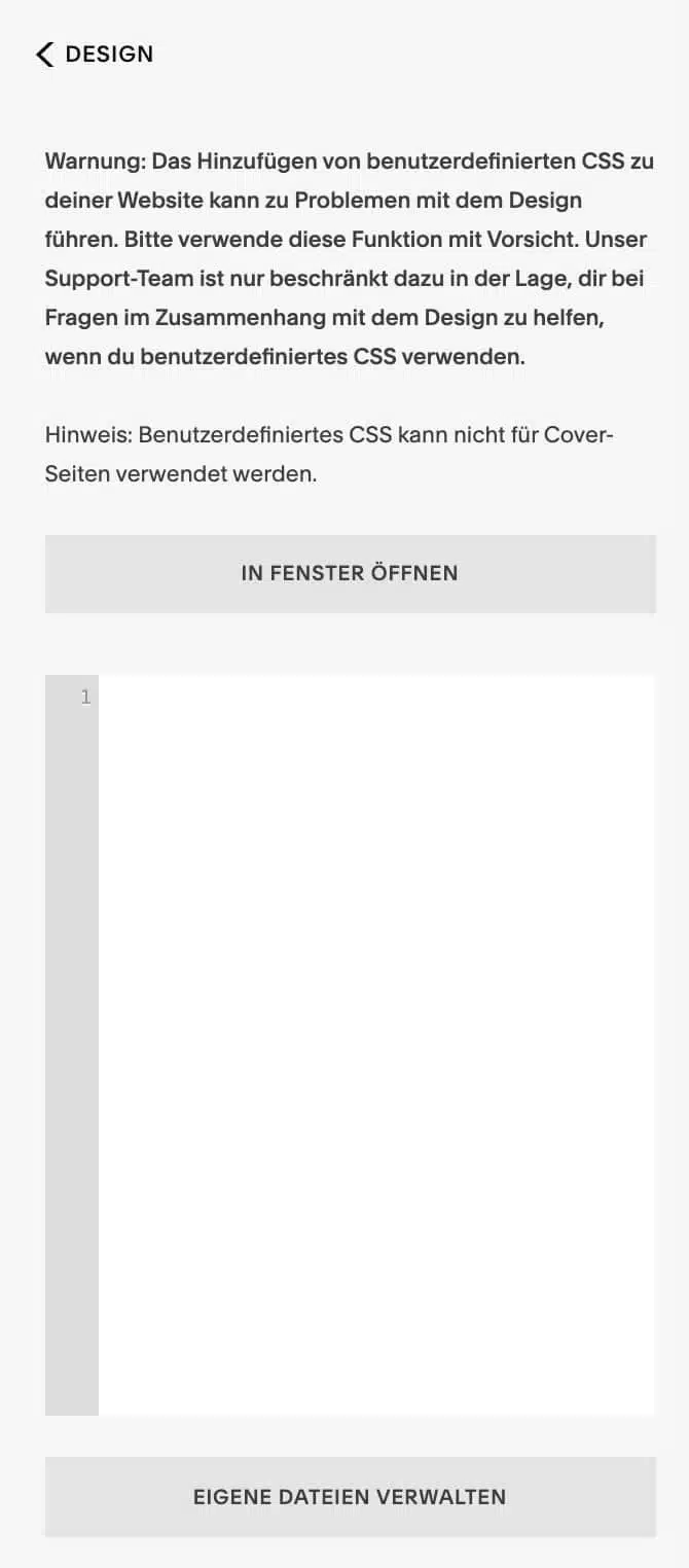 Du kannst bei Squarespace beliebige Anpassungen über CSS vornehmen