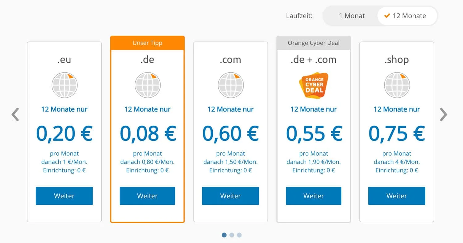 Die Kosten für eine Domain bei Strato sind wirklich sehr überschaubar