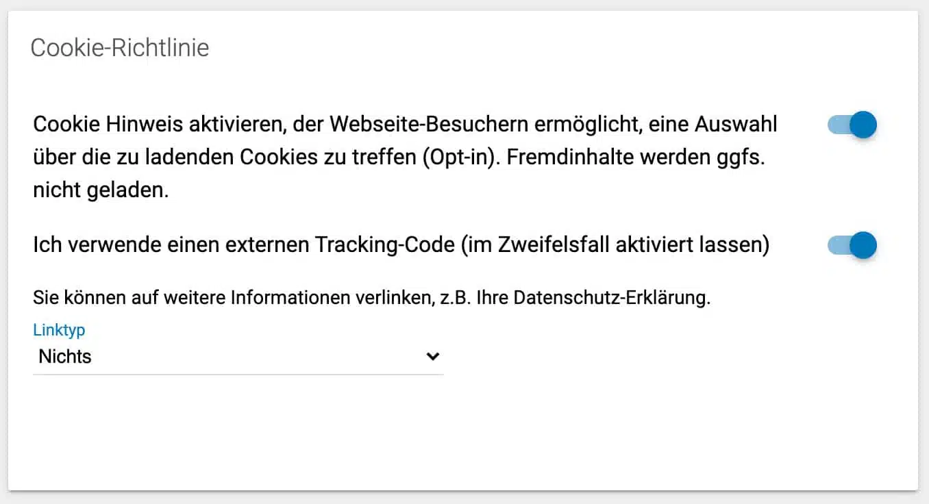 Der Strato Homepage-Baukasten stellt dir einen Cookie Hinweis zur Verfügung