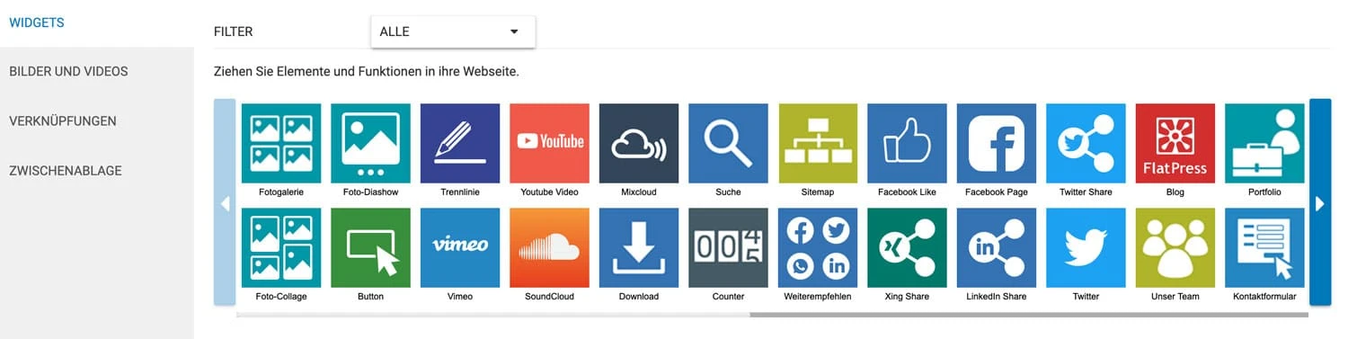 Im Strato Homepage-Baukasten kannst du neue Inhalte ganz einfach über Widgets hinzufügen