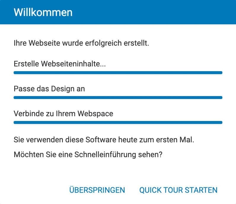 Nach der ersten Registrierung führt dich Strato durch einen Installations Wizzard