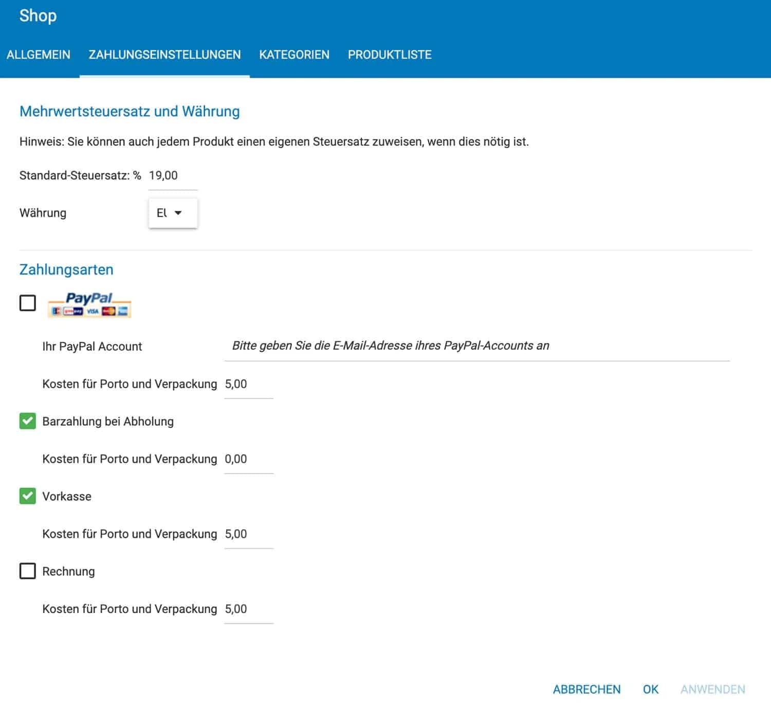 Der Strato Homepage-Baukasten stellt dir nur einen sehr einfachen Online-Shop zur Verfügung