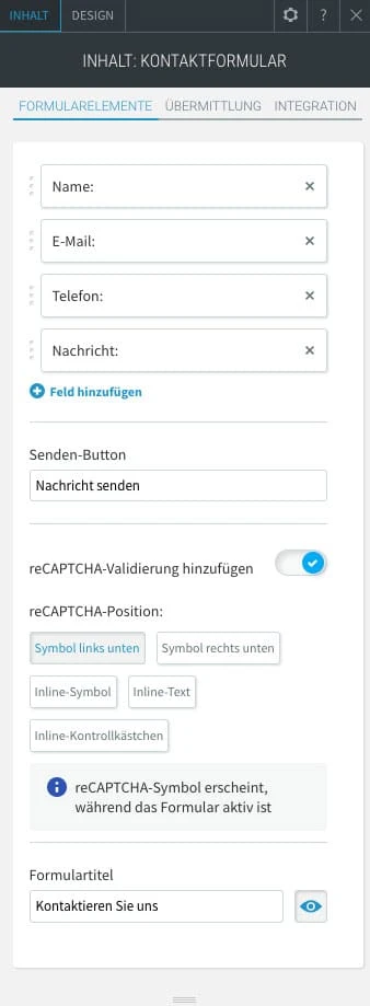 Die Kontaktformulare im webgo Homepage Baukasten lassen sich sehr flexibel anpassen