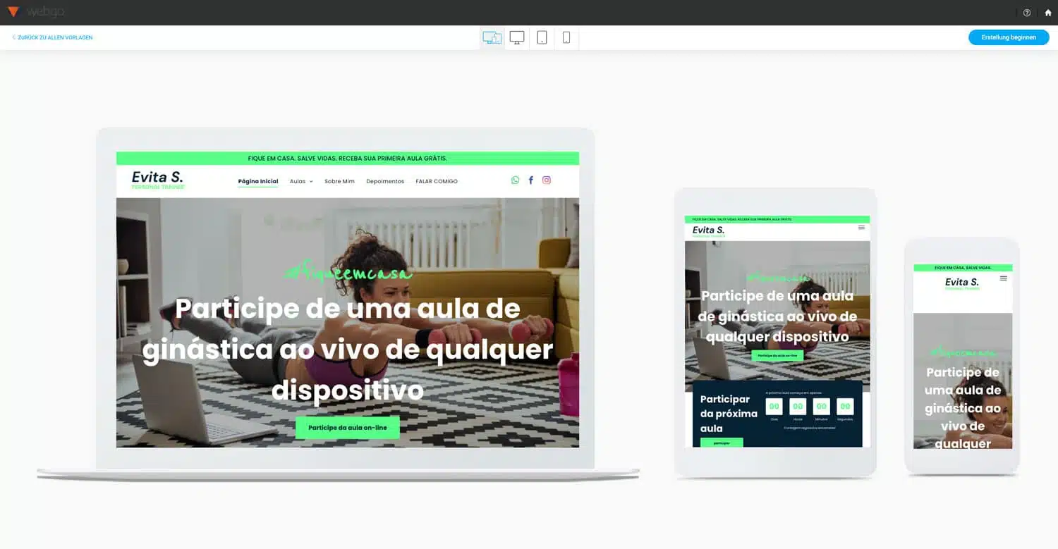 Alle Templates des Baukastens kommen mit einer Vorschau für alle Geräte