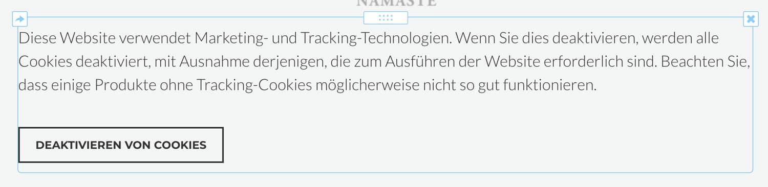 Bei Weebly kannst du Cookies über eine Schaltfläche deaktivieren
