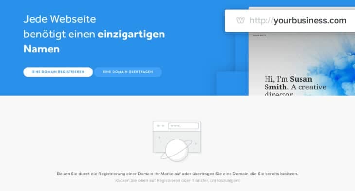 Bei Weebly kannst du wahlweise eine eigene Domain registrieren und mit deiner Website verknüpfen