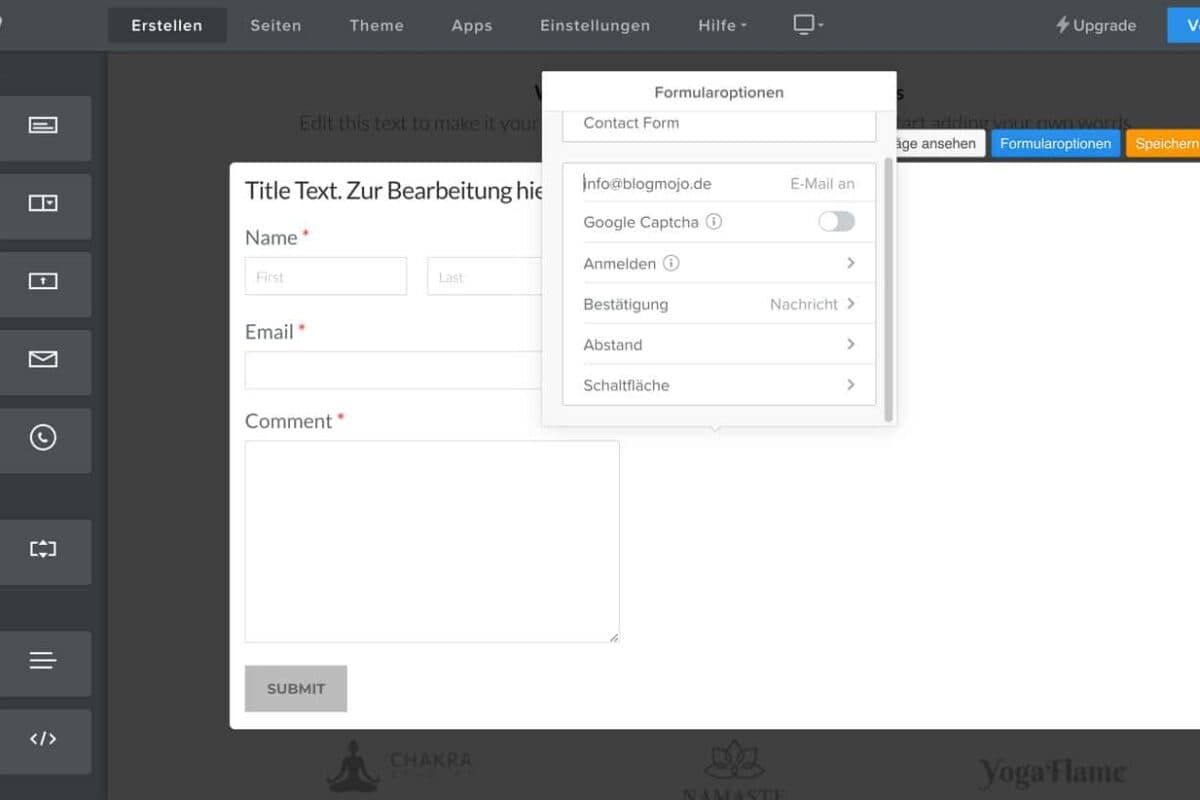 Der Weebly Formular Editor bietet dir die Möglichkeit, einfach und schnell Kontaktformulare auf deiner Website einzubauen
