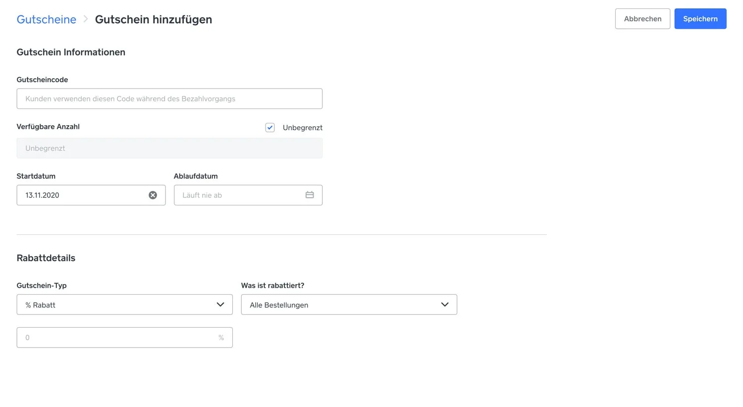 Du kannst Gutscheincodes für deinen Weebly Online-Shop direkt im Backend anlegen