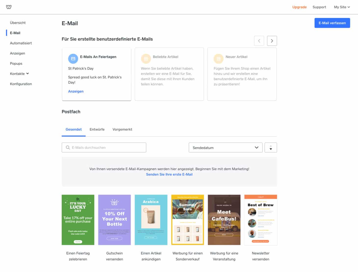 Weebly bietet eine umfassende Newsletter-Funktion, die jedoch nicht perfekt für Deutschland umgesetzt ist