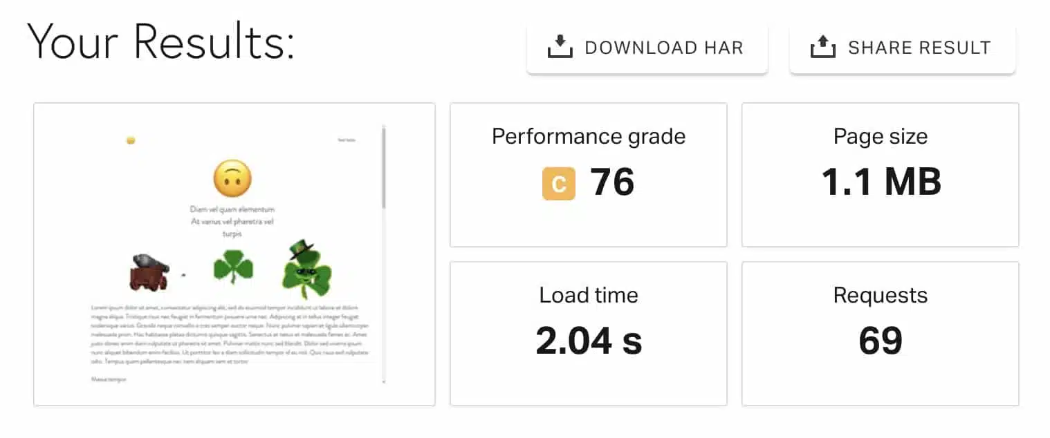 Wix absolute Ladezeit gemessen mit Pingdom Tools