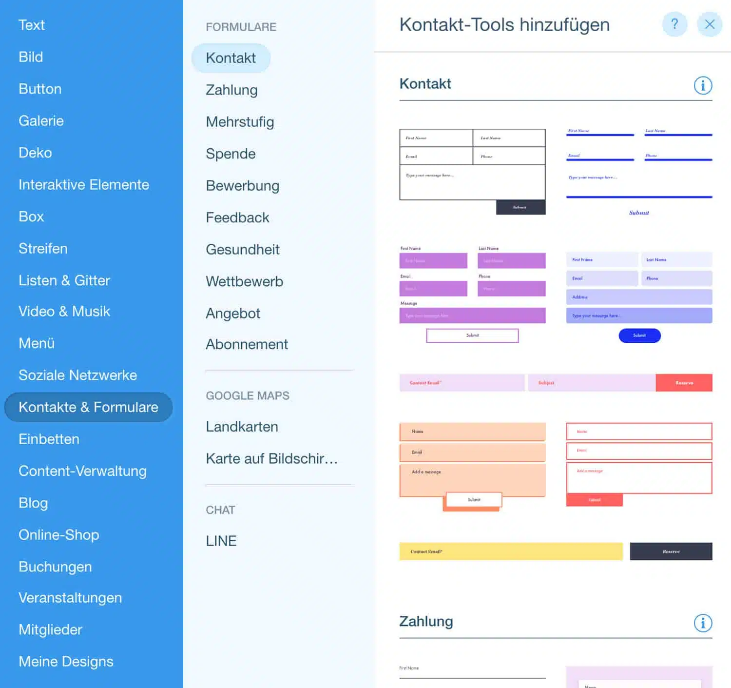 Kontaktformulare in die Seite einzubinden ist mit Wix ein Kinderspiel