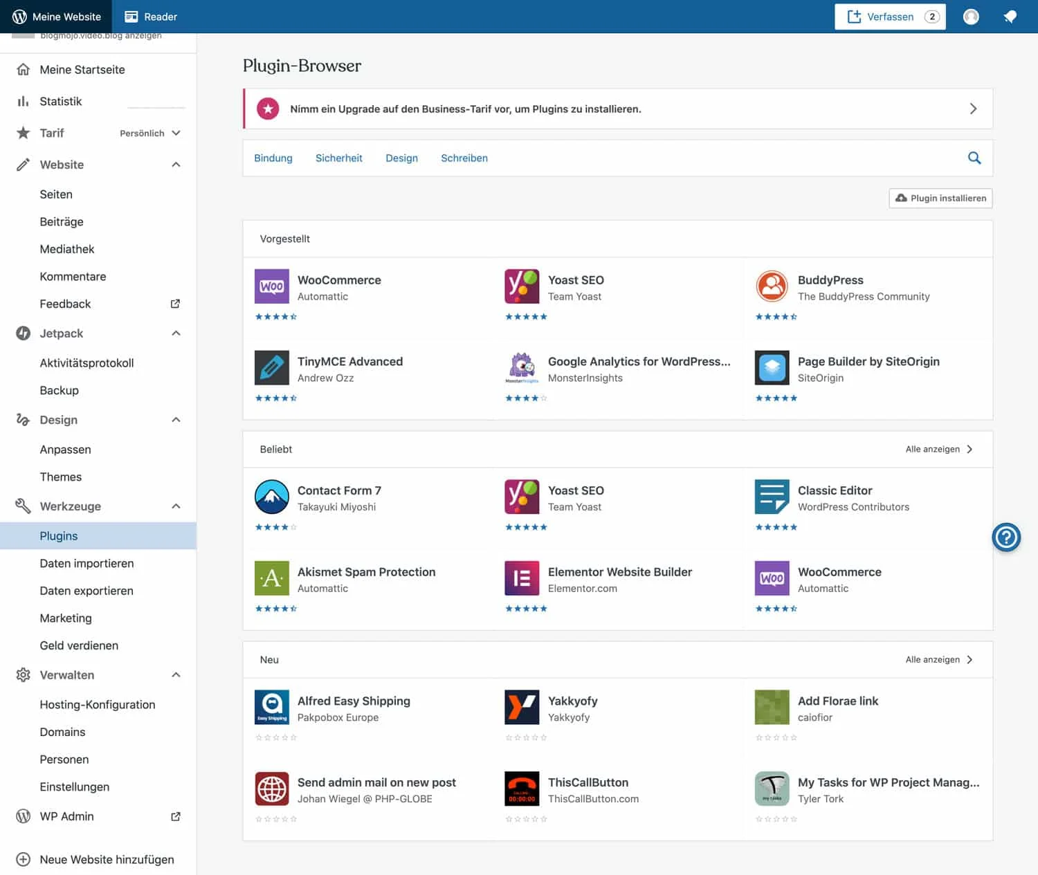 Du hast bei WordPress.com Zugriff auf tausende Erweiterungen und Plugins