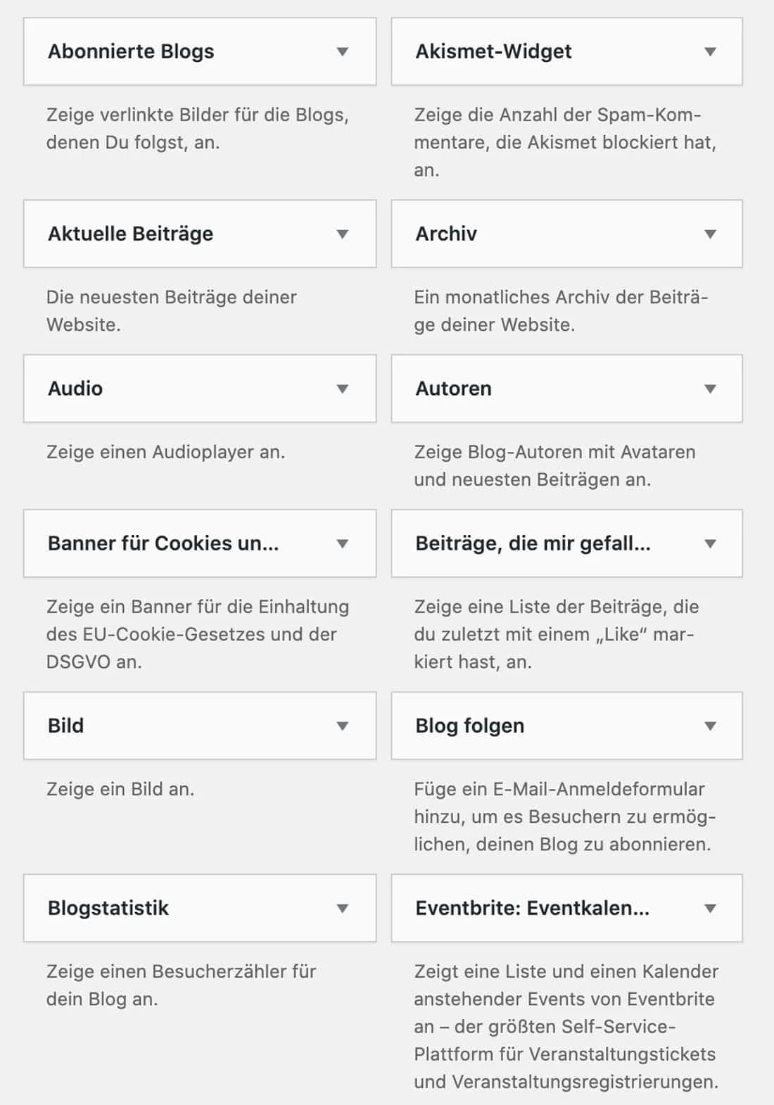 Im Footer kannst du bei WordPress.com verschiedene Widgets hinzufügen