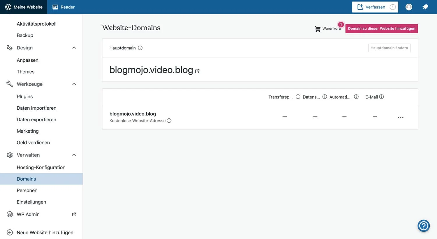 Bei WordPress.com kannst du eigene Domains mit deiner Website verknüpfen