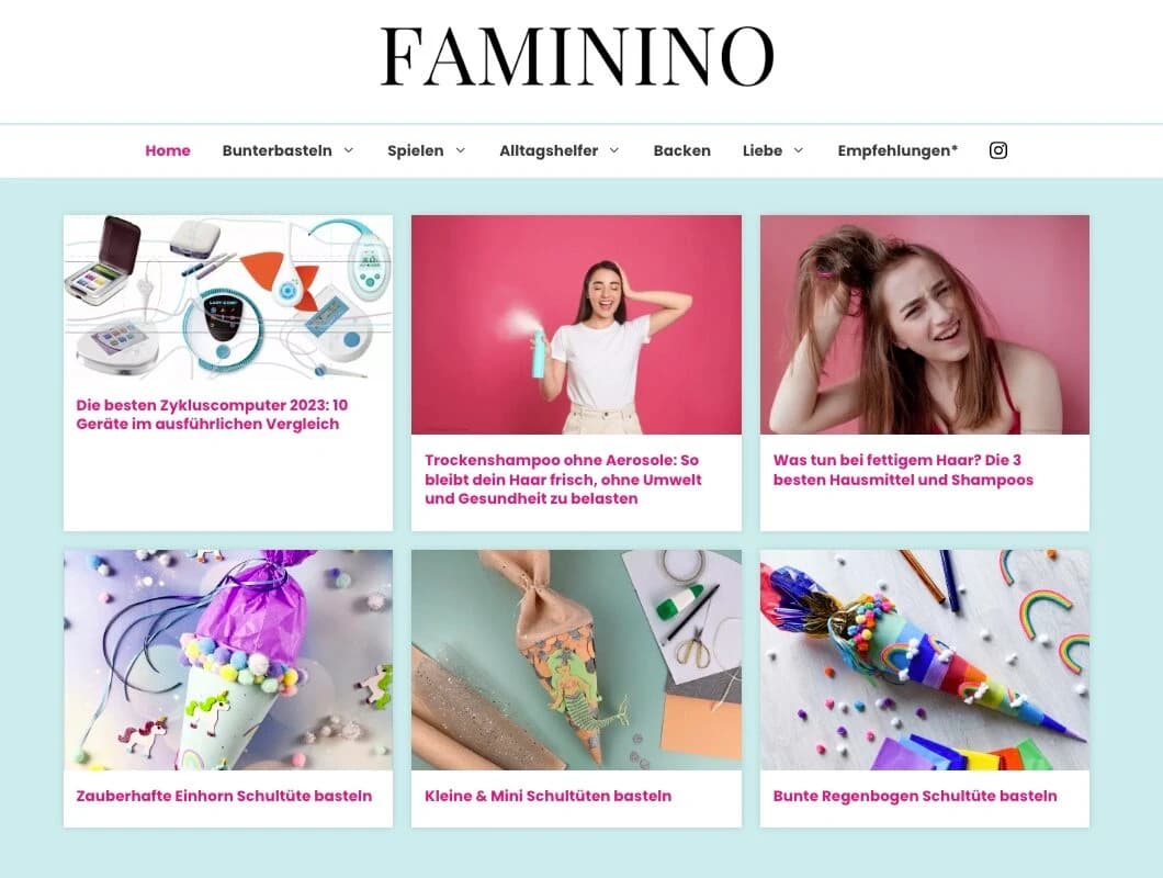 Beispiel für eine Homepage mit den neusten Blogartikeln