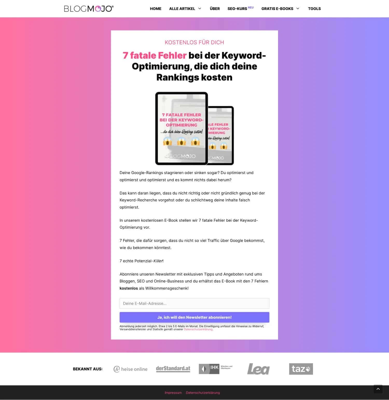 Landingpage Beispiel