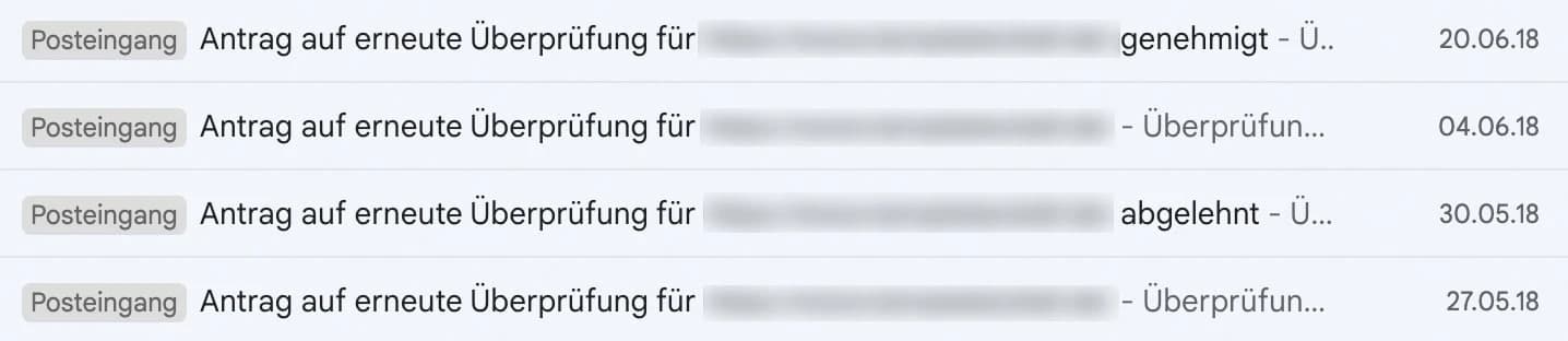 Google-Benachrichtigung: Manuelle Massnahme erst nach mehreren Wochen behoben