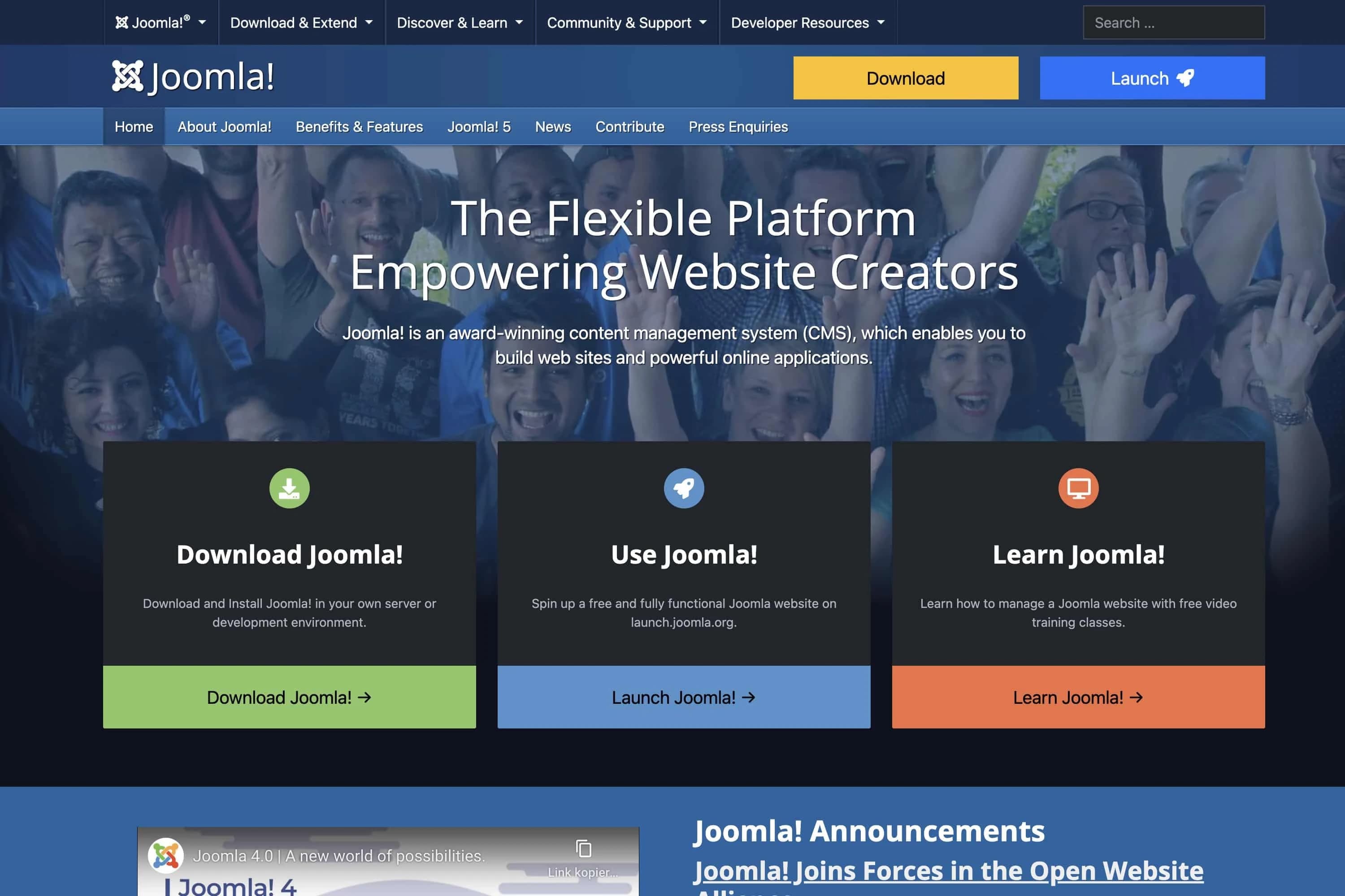 Joomla bietet dir ähnlich wie auch WordPress ein schlankes CMS mit vielen Einstellungsmöglichkeiten