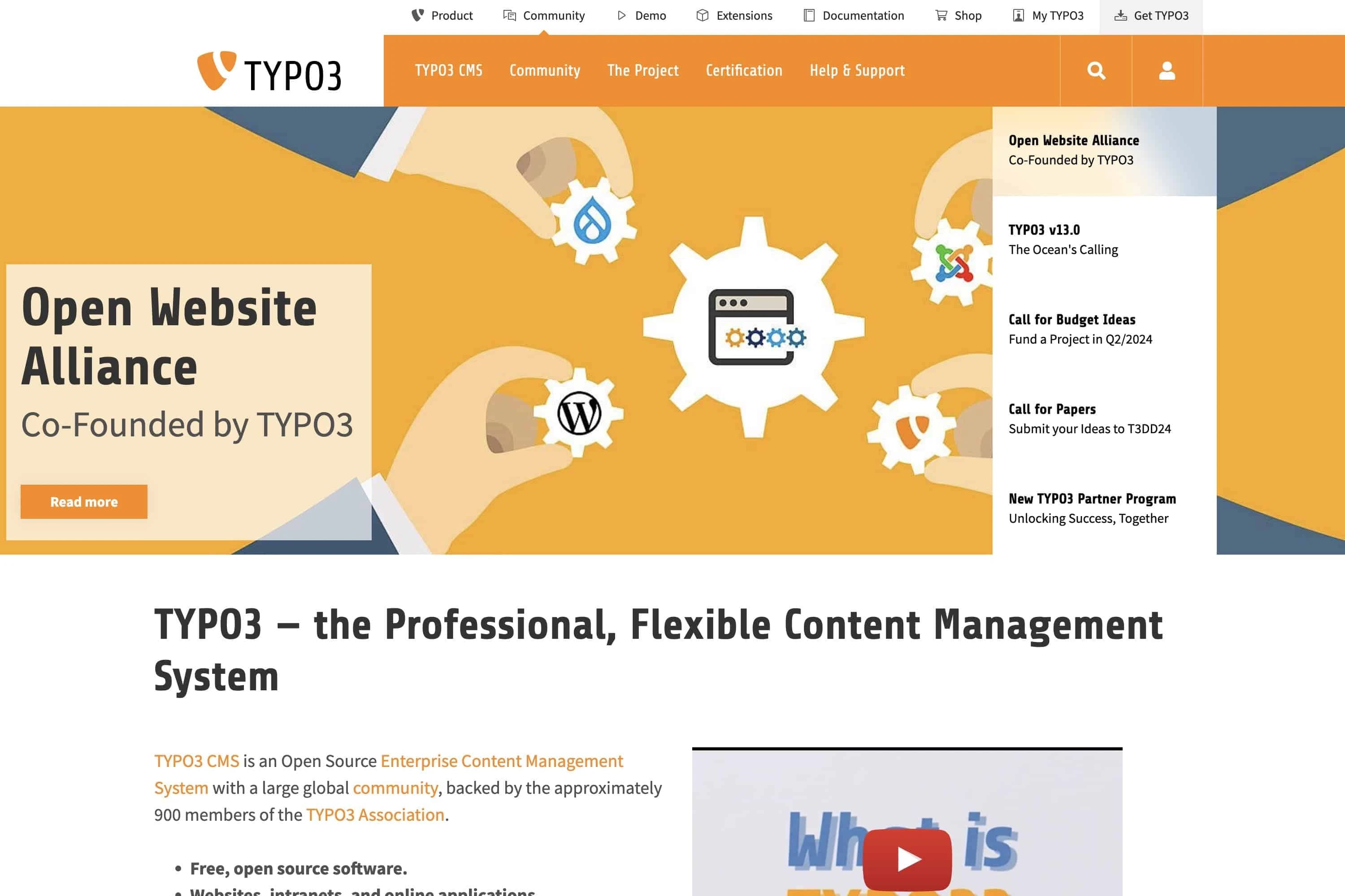 TYPO3 ist ein System für große und komplexe Websites