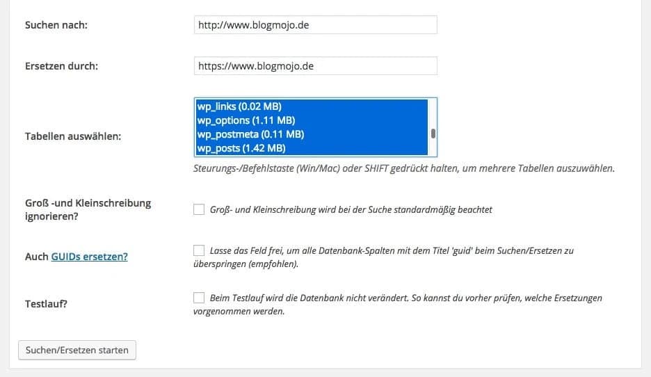 Alle URLs mit HTTP durch neue URLs mit HTTPS ersetzen