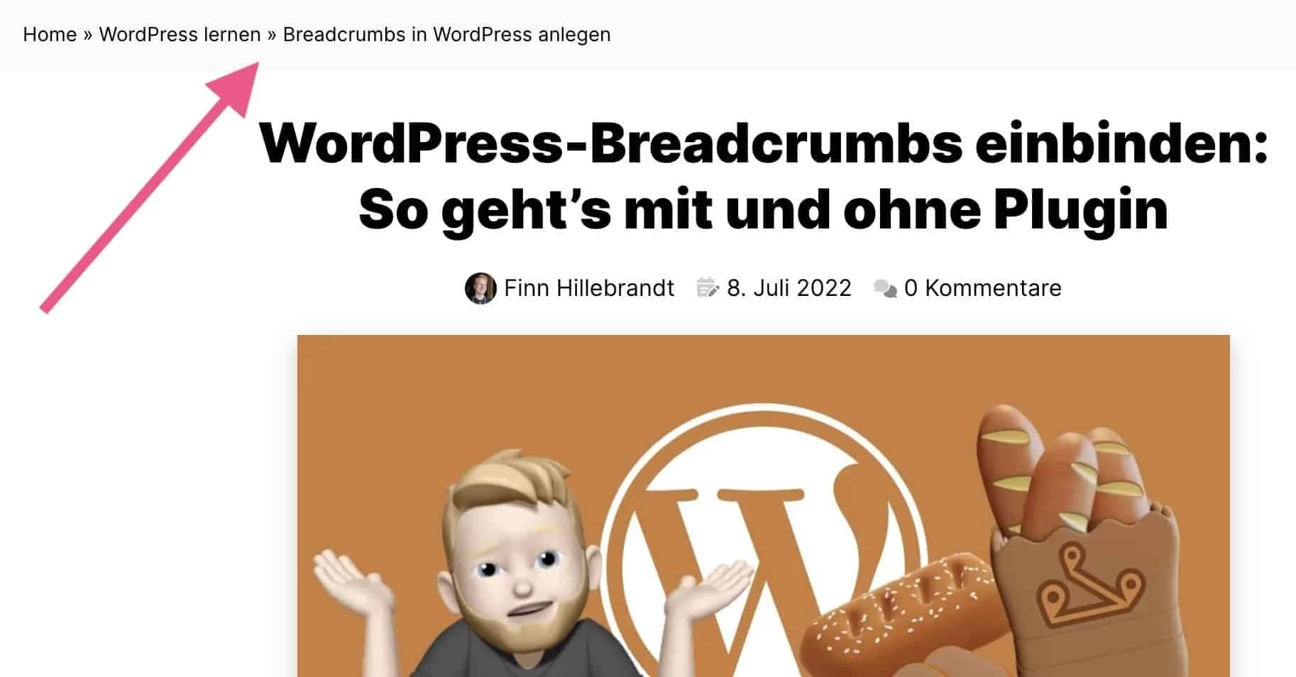Beispiel für eine Breadcrumb-Navigation bei Blogmojo