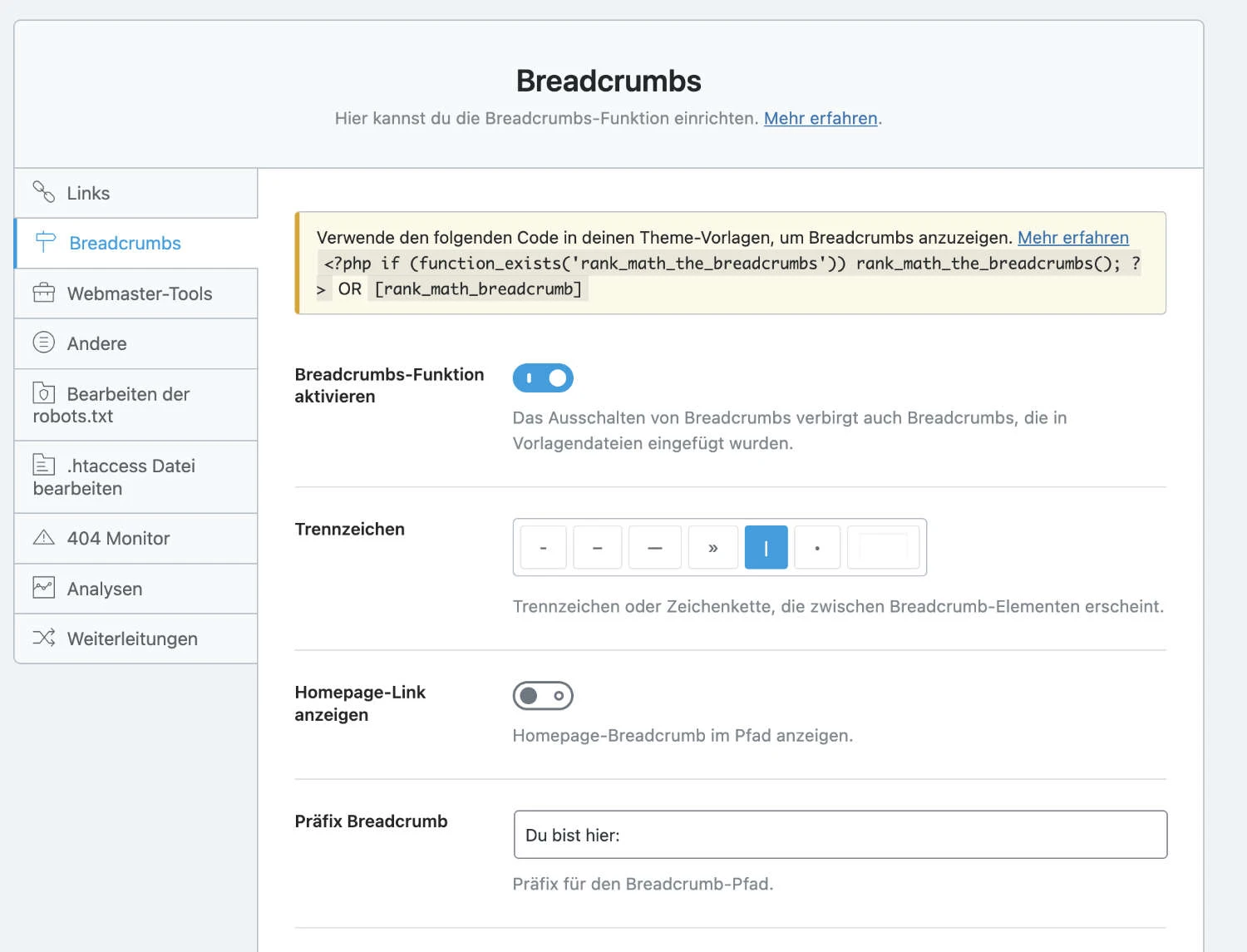 Rank Math Breadcrumbs