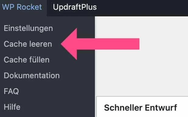 WP Rocket Cache leeren